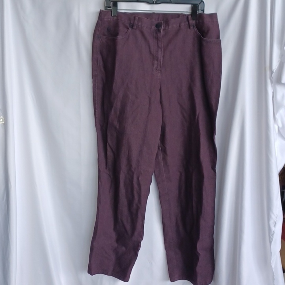 Ruby Rd Denim Jeans sz 12 NWT, Eggplant, Elastic Sides, 30" Inseam, 16" Flat Wst
